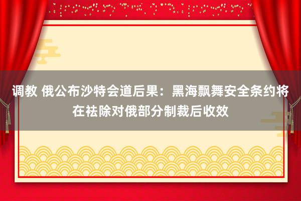 调教 俄公布沙特会道后果：黑海飘舞安全条约将在袪除对俄部分制裁后收效