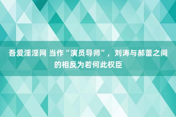 吾爱淫淫网 当作“演员导师”，刘涛与郝蕾之间的相反为若何此权臣