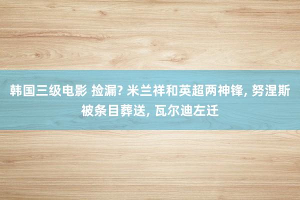 韩国三级电影 捡漏? 米兰祥和英超两神锋, 努涅斯被条目葬送, 瓦尔迪左迁